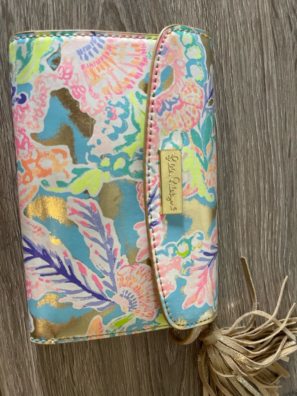 Lilly Pulitzer Pastel Multi Floral Wallet with Gold Tassel